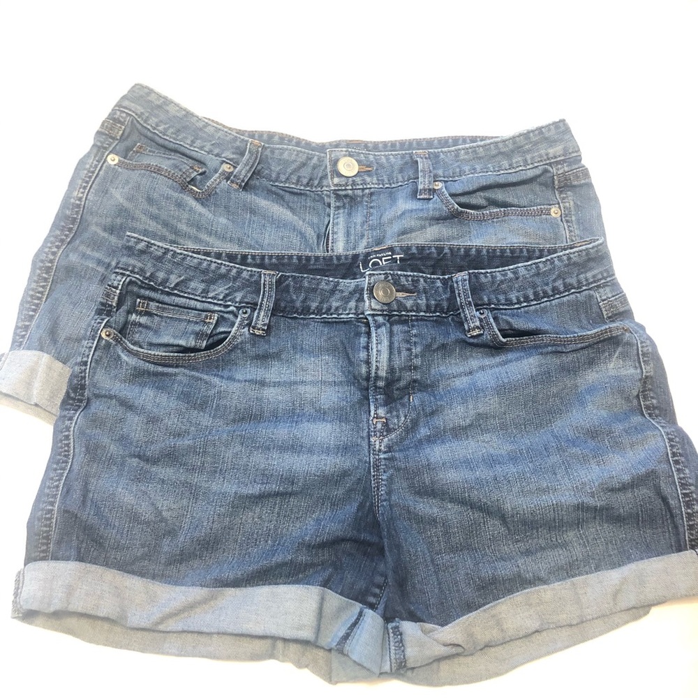 Two Pairs Denim Cuffed Shorts, sz 30 (Loft brand)
